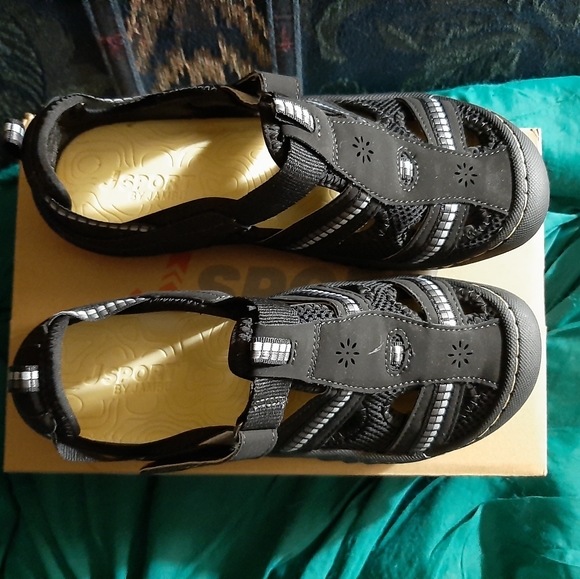 Jsport Black Sandals Size 6.5 - Picture 2 of 4